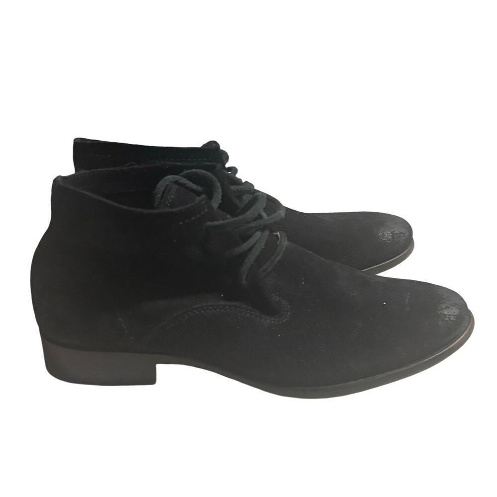 Frye Carly Chukka Black Leather Suede Boots 3477112‎ Size 7 B Flaw Rubbing Marks